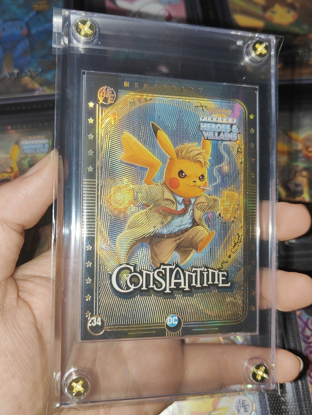 ERROR John Constantine DC Comics Gold holo encased Pikachu Cosplay card Doujin